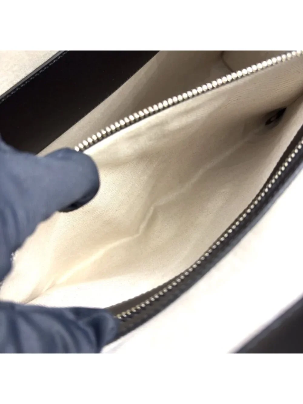 Gucci GG Embossed Calfskin Black Tote Silver